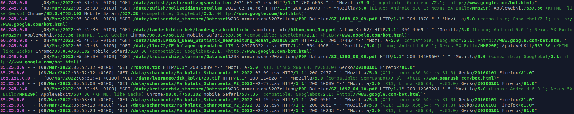 Symbolbild: Ausschnitt aus einem Apache-Logfile